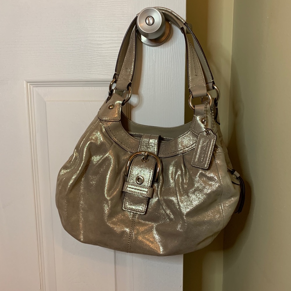 Coach Sparkly Silver Shoulder Purse